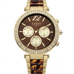 Lipsy Brown Dial Gold Bracelet with Tort Inlay Ladies Watch LP467