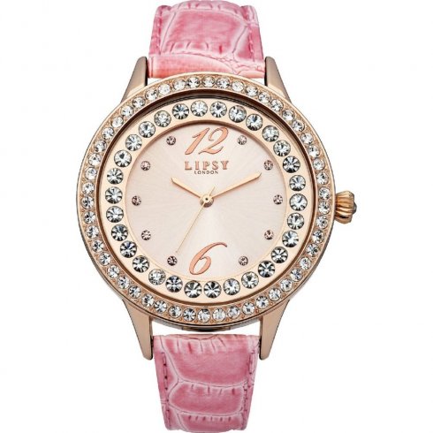Lipsy Rose Gold Dial Pink Strap Ladies Watch LP338