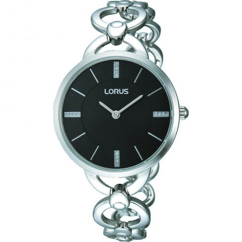 Lorus black dial stainless steel bracelet Ladies watch RRW11EX9