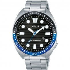 Lorus  Black Dial Stainless Steel Bracelet Mens Watch RH921LX9