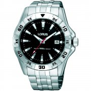 Lorus black dial stainless steel bracelet Mens watch RXH49HX9
