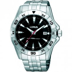 Lorus black dial stainless steel bracelet Mens watch RXH49HX9