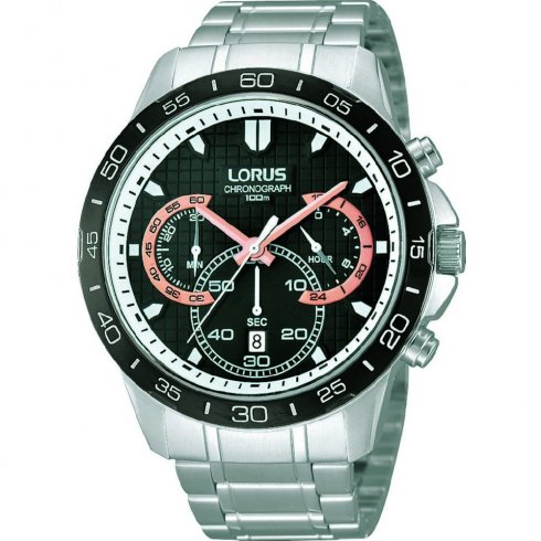 Lorus Chronograph Black Dial Stainless Steel Bracelet Mens Watch RT397BX9