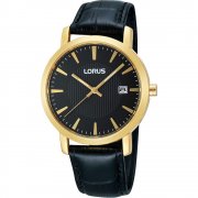 Lorus Classic Black Dial Leather Strap Mens Watch RH958CX9
