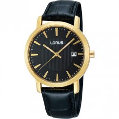 Lorus Classic Black Dial Leather Strap Mens Watch RH958CX9