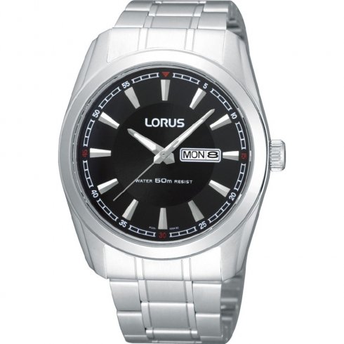 Lorus Classic black dial stainless steel bracelet Mens watch RH327AX9