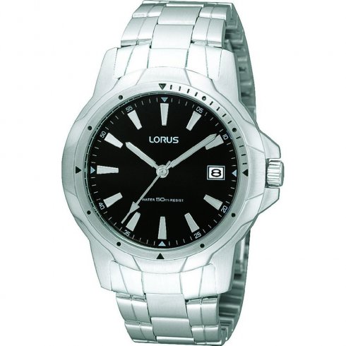 Lorus Classic black dial stainless steel bracelet Mens watch RS907BX9