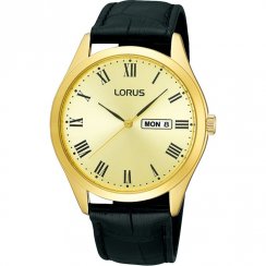 Lorus Classic Champagne Dial Black Leather Strap Mens Watch RJ642AX9
