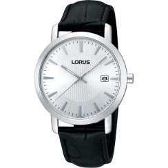 Lorus Classic Silver Dial Black Lleather Strap Mens Watch RH945CX9