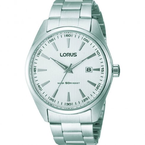Lorus Classic White Dial Chrome Bracelet Gents Watch RH903DX9