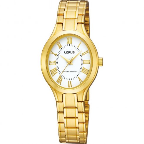 Lorus Classic White Dial Gold Bracelet Ladies Watch RRS02SX9