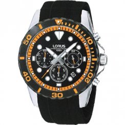 Lorus Sports Chronograph black dial chronograph rubber strap Mens watch RT367BX9