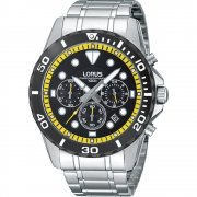 Lorus Sports Chronograph black dial chronograph stainless steel bracelet Mens watch RT335BX9