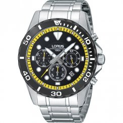 Lorus Sports Chronograph black dial chronograph stainless steel bracelet Mens watch RT335BX9
