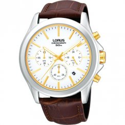Lorus Sports Chronograph white dial chronograph leather strap Mens watch RT383AX9