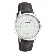 Lorus Ultra Slim white dial leather strap Mens watch RTA39AX9
