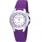 Lorus White Dial Purple Resin Strap Girls Watch R2313FX9