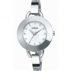 Lorus White Dial Semi Bangle Bracelet Ladies Watch RG243JX9