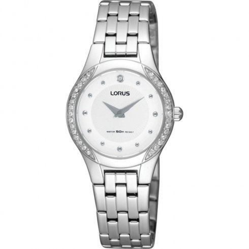 Lorus White Dial Stainless Steel Bracelet Ladies Watch RRW07DX9