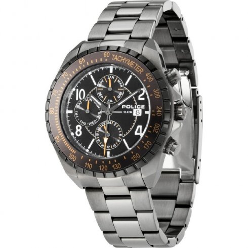 Police Navy black dial stainless steel bracelet Mens watch 12777JSU-02M
