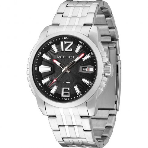 Police Survivor black dial stainless steel bracelet Mens watch 13896JS-02M