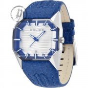 Police Vector White Dial Blue Leather Strap Gents Watch 12176JS-04B