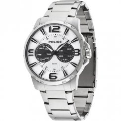 Police Visionary white dial stainless steel bracelet Mens watch 14100JS-01M