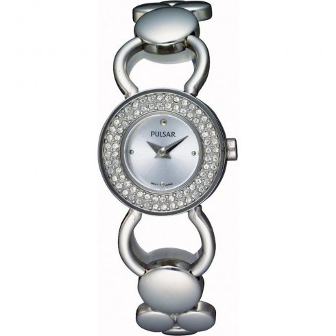 Pulsar Crystal silver dial stainless steel bracelet Ladies watch PEGD87X1