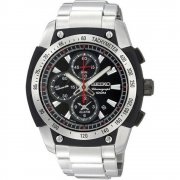 Seiko  black dial chronograph stainless steel bracelet Mens watch SNAD47P1
