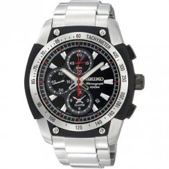 Seiko  black dial chronograph stainless steel bracelet Mens watch SNAD47P1