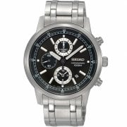 Seiko Chronograph Black Dial Stainless Steel Bracelet Gents Watch SNDC27P1