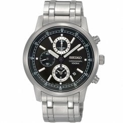 Seiko Chronograph Black Dial Stainless Steel Bracelet Gents Watch SNDC27P1