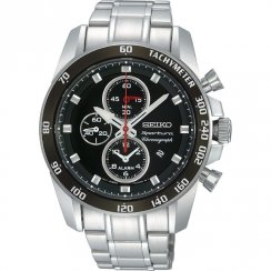 Seiko Sportura black dial chronograph stainless steel bracelet Mens watch SNAE69P1