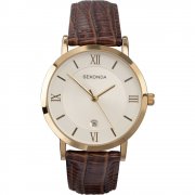Sekonda Champagne Dial Brown Leather Strap Gents Watch 3478