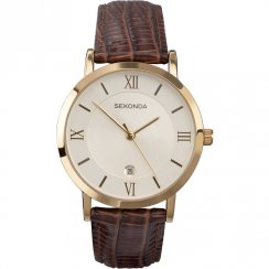 Sekonda Champagne Dial Brown Leather Strap Gents Watch 3478