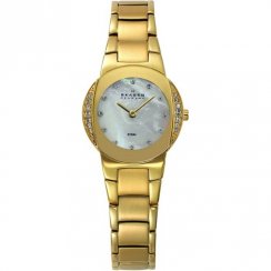 Skagen White Dial Gold Bracelet Ladies Watch 689SGXG