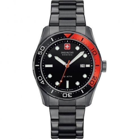 Swiss Military Aqualiner black dial stainless steel bracelet Mens watch 6-5213.30.007