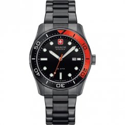 Swiss Military Aqualiner black dial stainless steel bracelet Mens watch 6-5213.30.007