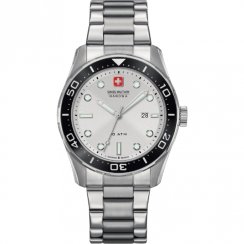 Swiss Military Aqualiner silver dial stainless steel bracelet Mens watch 6-5213.04.001