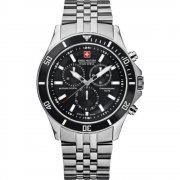 Swiss Military Flagship black dial chronograph stainless steel bracelet Mens watch 6-5183.04.007