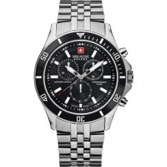 Swiss Military Flagship black dial chronograph stainless steel bracelet Mens watch 6-5183.04.007