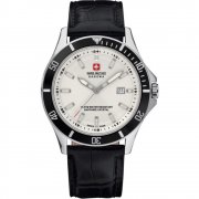 Swiss Military Flagship white dial leather strap Mens watch 6-4161.7.04.001.07