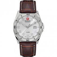 Swiss Military Guardian silver dial leather strap Mens watch 6-4190.04.001.05