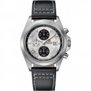 Swiss Military Infantry silver dial chronograph leather strap Mens watch 6-4202.1.04.001