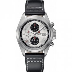 Swiss Military Infantry silver dial chronograph leather strap Mens watch 6-4202.1.04.001