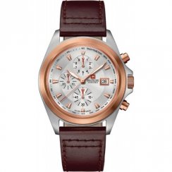 Swiss Military Infantry silver dial chronograph leather strap Mens watch 6-4202.1.12.001