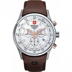 Swiss Military Navalus Chronograph White Dial Leather Strap Mens Watch 6-4156.04.001.09