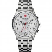 Swiss Military Patriot silver dial chronograph stainless steel bracelet Mens watch 6-5187.04.001