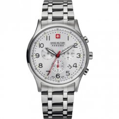 Swiss Military Patriot silver dial chronograph stainless steel bracelet Mens watch 6-5187.04.001