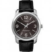 Timex Classic Black Dial Black Leather Strap Gents Watch TW2R86600
